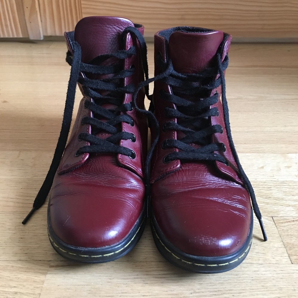 Maroon Dr. Martens Leyton Boots